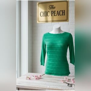 💚 Chaps Ralph Lauren Green Linen-Cotton Sweater | Lightweight Chic Top 💚